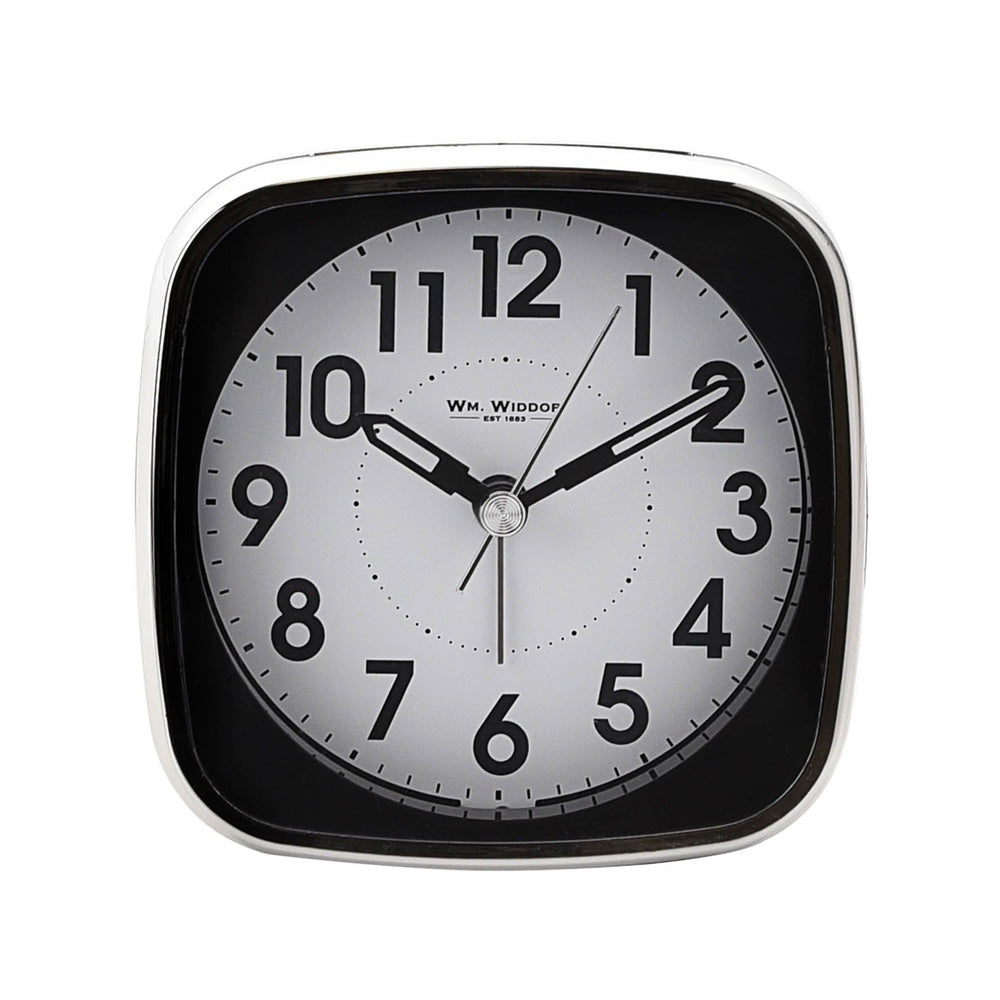 Hometime Square Alarm Clock - Sweep/Light/Snooze - Black