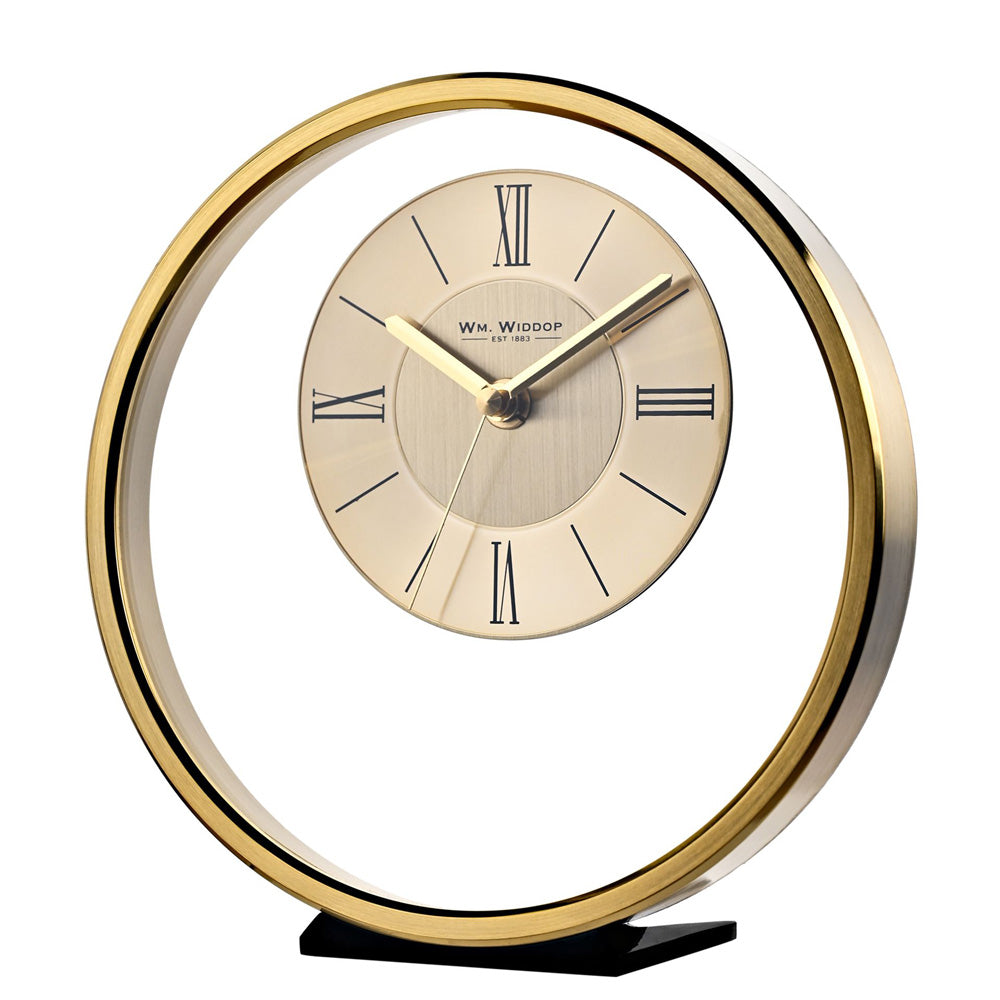 Wm.Widdop Round Gold Mantel Clock