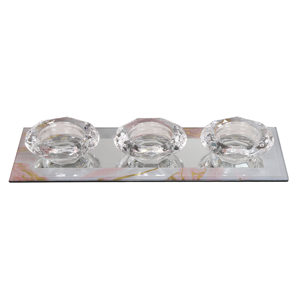 Straits Glass Triple Tealight Holder - Ian's Interiors